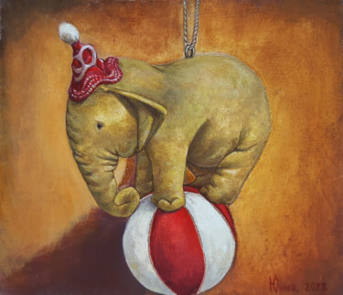 Schilderij getiteld "Слонёнок" door Yunna V`Yun, Origineel Kunstwerk, Olie