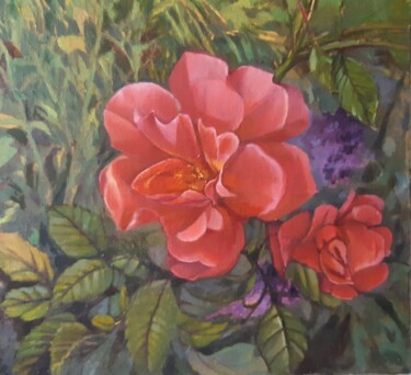 Pintura titulada "Садовая роза" por Yunna V`Yun, Obra de arte original, Oleo