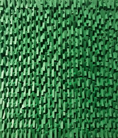 Escultura intitulada "Зеленый рельеф" por Iurii Rostislavskii, Obras de arte originais, Madeira