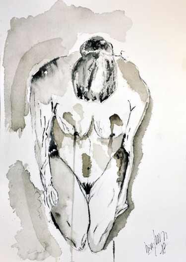 Painting titled "woman" by Yūrei, Original Artwork, Watercolor