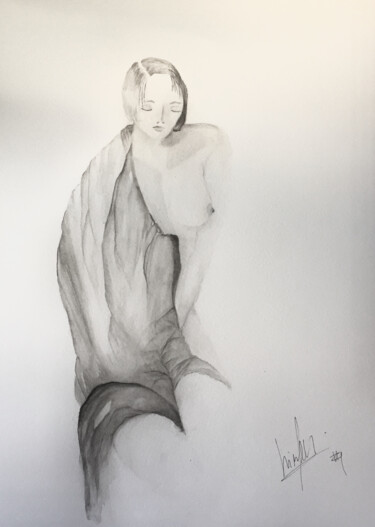 Painting titled "nudo di donna" by Yūrei, Original Artwork, Watercolor