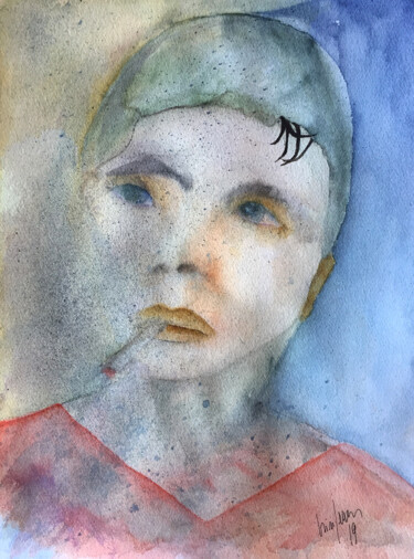 Painting titled "Enzo, dopo il mare" by Yūrei, Original Artwork, Watercolor