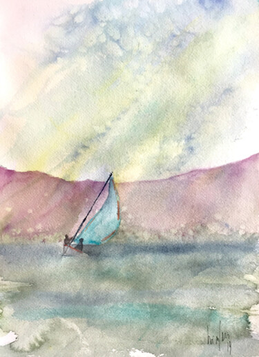 Painting titled "Il silenzio" by Yūrei, Original Artwork, Watercolor
