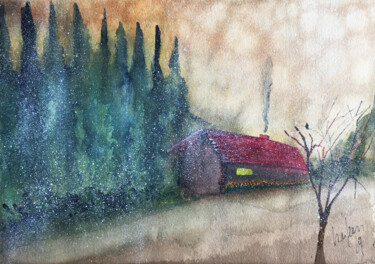 Painting titled "Il primo autunno" by Yūrei, Original Artwork, Watercolor