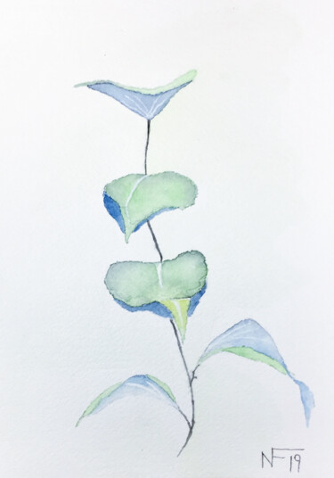 Peinture intitulée "Leaves Studio 2" par Yūrei, Œuvre d'art originale, Aquarelle