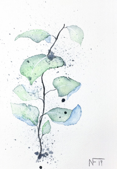 Pintura titulada "Leaves Studio 4" por Yūrei, Obra de arte original, Acuarela