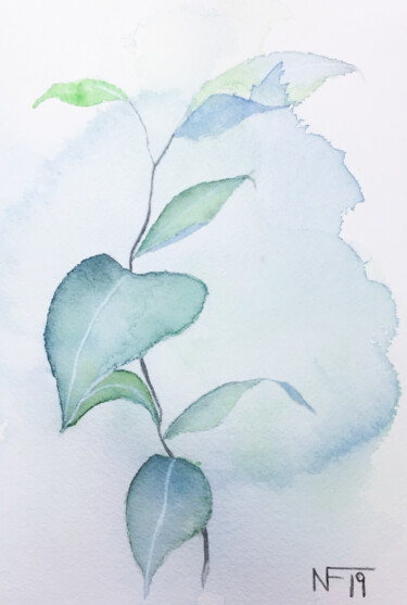 Painting titled "Leaves Studio 5" by Yūrei, Original Artwork, Watercolor
