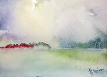 Painting titled "D'agosto" by Yūrei, Original Artwork, Watercolor