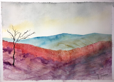 Painting titled "Etna" by Yūrei, Original Artwork, Watercolor