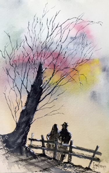 Painting titled "Due" by Yūrei, Original Artwork, Watercolor
