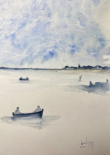 「Il lago」というタイトルの絵画 Yūreiによって, オリジナルのアートワーク, 水彩画