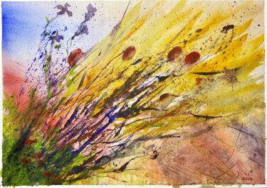 Pittura intitolato "Wild flowers" da Yūrei, Opera d'arte originale, Acquarello