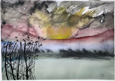 Painting titled "Stormy days" by Yūrei, Original Artwork, Watercolor