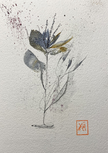 Pittura intitolato "Abstract Flower 3" da Yūrei, Opera d'arte originale, Acquarello
