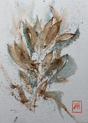 Painting titled "leaves 2" by Yūrei, Original Artwork, Watercolor