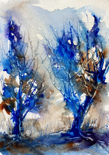 Malerei mit dem Titel "Elemento Acqua" von Yūrei, Original-Kunstwerk, Aquarell