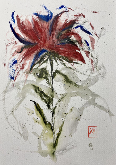 Painting titled "Rosso Astratto" by Yūrei, Original Artwork, Watercolor