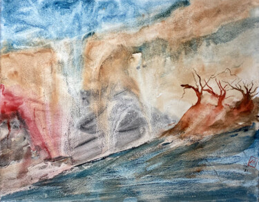 Painting titled "Eruzione" by Yūrei, Original Artwork, Watercolor