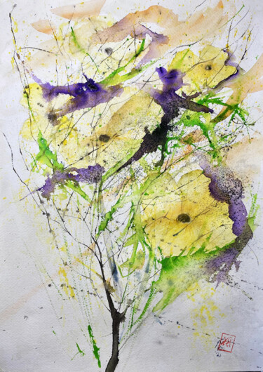 Painting titled "L'annuncio" by Yūrei, Original Artwork, Watercolor