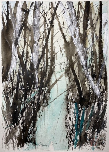 Painting titled "Il sottobosco" by Yūrei, Original Artwork, Watercolor