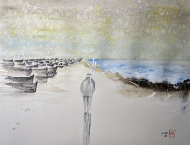 Malerei mit dem Titel "I legni neri" von Yūrei, Original-Kunstwerk, Aquarell