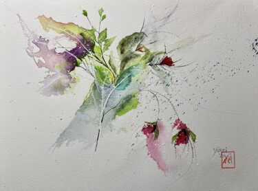 Painting titled "Fiorellini 2" by Yūrei, Original Artwork, Watercolor