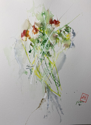 Painting titled "Fiorellini 3" by Yūrei, Original Artwork, Watercolor