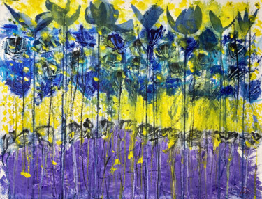 Peinture intitulée "I fiori gialli" par Yūrei, Œuvre d'art originale, Aquarelle