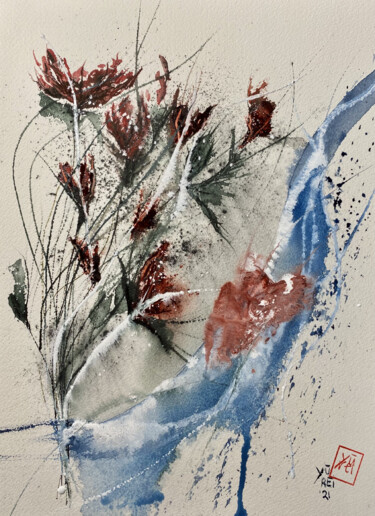 Painting titled "I fiori. Il muscolo." by Yūrei, Original Artwork, Watercolor