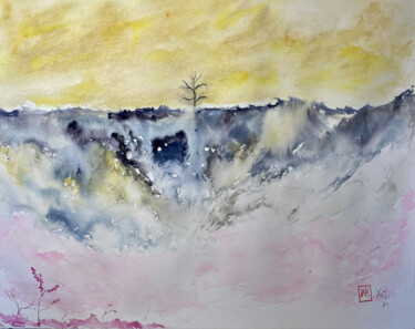 Painting titled "Stai. Il silenzio" by Yūrei, Original Artwork, Watercolor