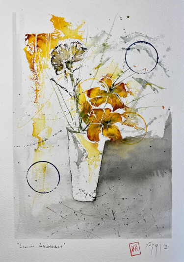 Painting titled "Lilium Abstract" by Yūrei, Original Artwork, Watercolor