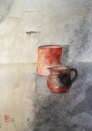 Pintura intitulada "Il vaso e la brocca" por Yūrei, Obras de arte originais, Aquarela