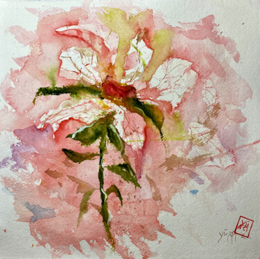 Malerei mit dem Titel "Une fleur" von Yūrei, Original-Kunstwerk, Aquarell
