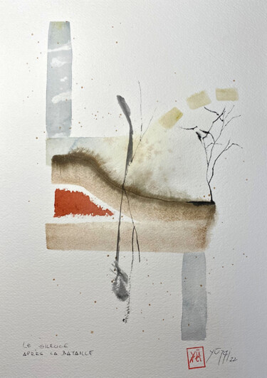 Painting titled "Le silence apre la…" by Yūrei, Original Artwork, Watercolor