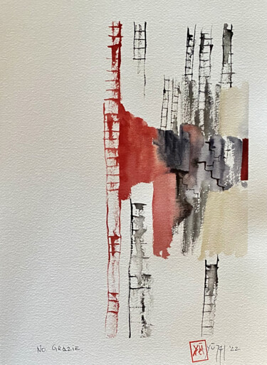 Painting titled "No. Grazie." by Yūrei, Original Artwork, Watercolor