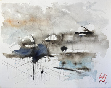 Painting titled "An Abstract day" by Yūrei, Original Artwork, Watercolor