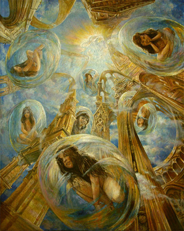 Painting titled "Souls of Stars" by Yuri Avalishvili, Original Artwork, Oil