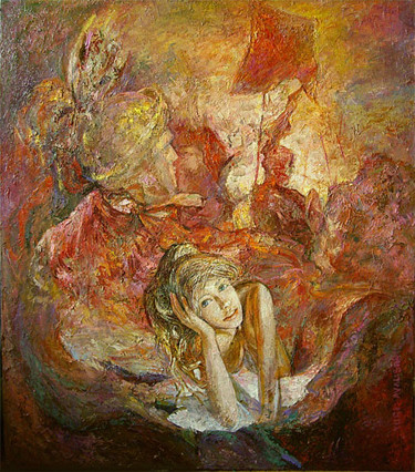 Картина под названием "Awakening" - Yuri Avalishvili, Подлинное произведение искусства, Масло