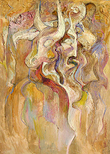 Painting titled "Cherub #2" by Yuri Avalishvili, Original Artwork, Oil