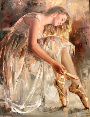Painting titled "Ballerina" by Yuri Kovachev, Original Artwork, Oil Mounted on Wood Panel