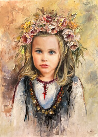 Painting titled "the princess from t…" by Yuri Kovachev, Original Artwork, Oil Mounted on Wood Stretcher frame