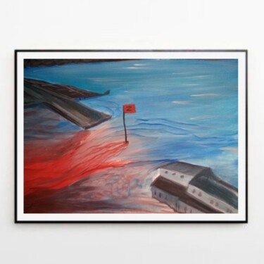 Malerei mit dem Titel "My home is flooding…" von Yuri Laslov, Original-Kunstwerk, Öl