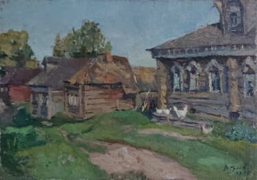 Old Village Картина под названием "Old Village" - Yuri Viktorovich Gusev, Подлинное произведение искусства, Масло Установлен на картон