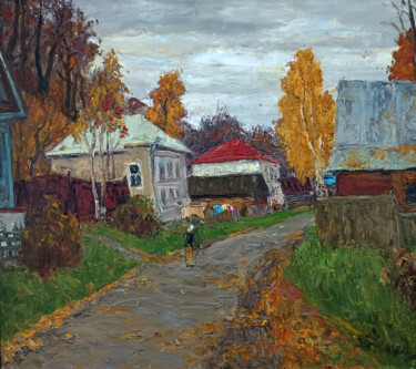 Malerei mit dem Titel "Autumn in Ples" von Yuri Zharkov, Original-Kunstwerk, Öl