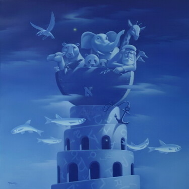 Painting titled "Effect of Noah" by Yuri Tabachnik, Original Artwork, Oil