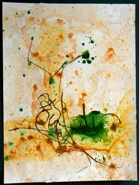 Painting titled "yellow green 02" by Yuri Zain Elvin, Original Artwork