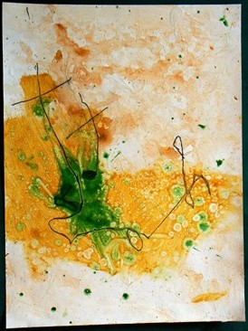 Painting titled "yellow green 04" by Yuri Zain Elvin, Original Artwork