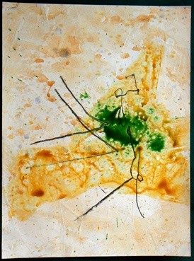 Painting titled "yellow green 06" by Yuri Zain Elvin, Original Artwork