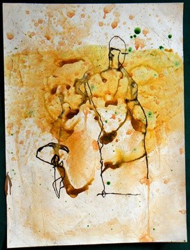 Painting titled "yellow green 08" by Yuri Zain Elvin, Original Artwork