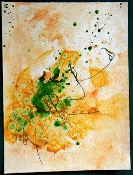 Painting titled "yellow green 07" by Yuri Zain Elvin, Original Artwork